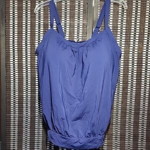 Lands End Navy Blue Blouson Tankini SwimTop 14-DDD